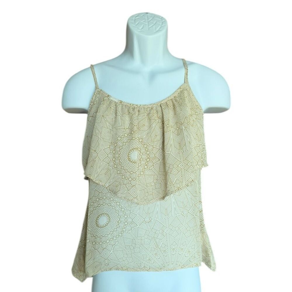 Womens PacSun Kirra Tan Geo Print Lace Back Lightweight Tank Top - Sz XS